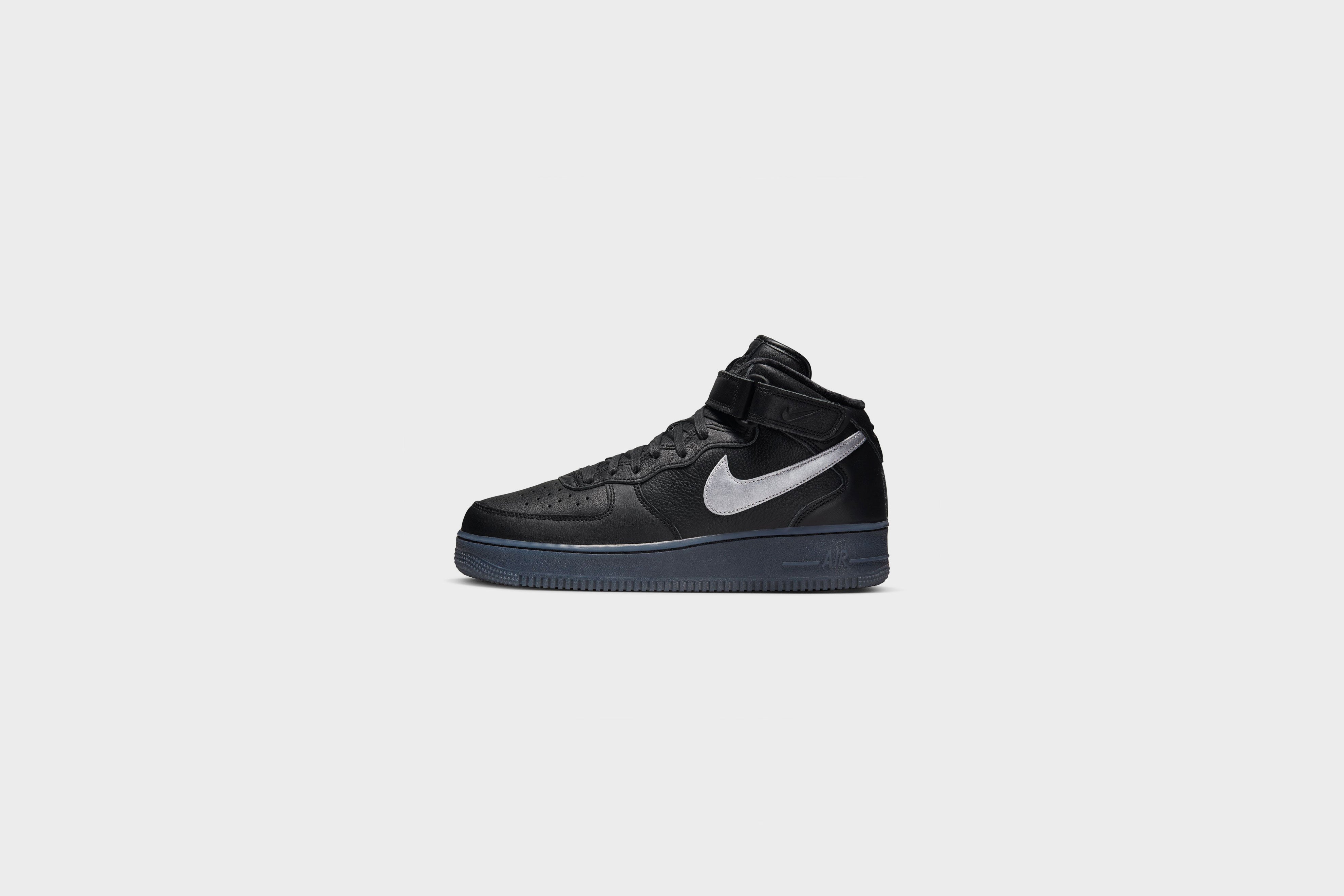 Nike Air Force 1 Mid PRM Black Metallic Silver Rock City Kicks