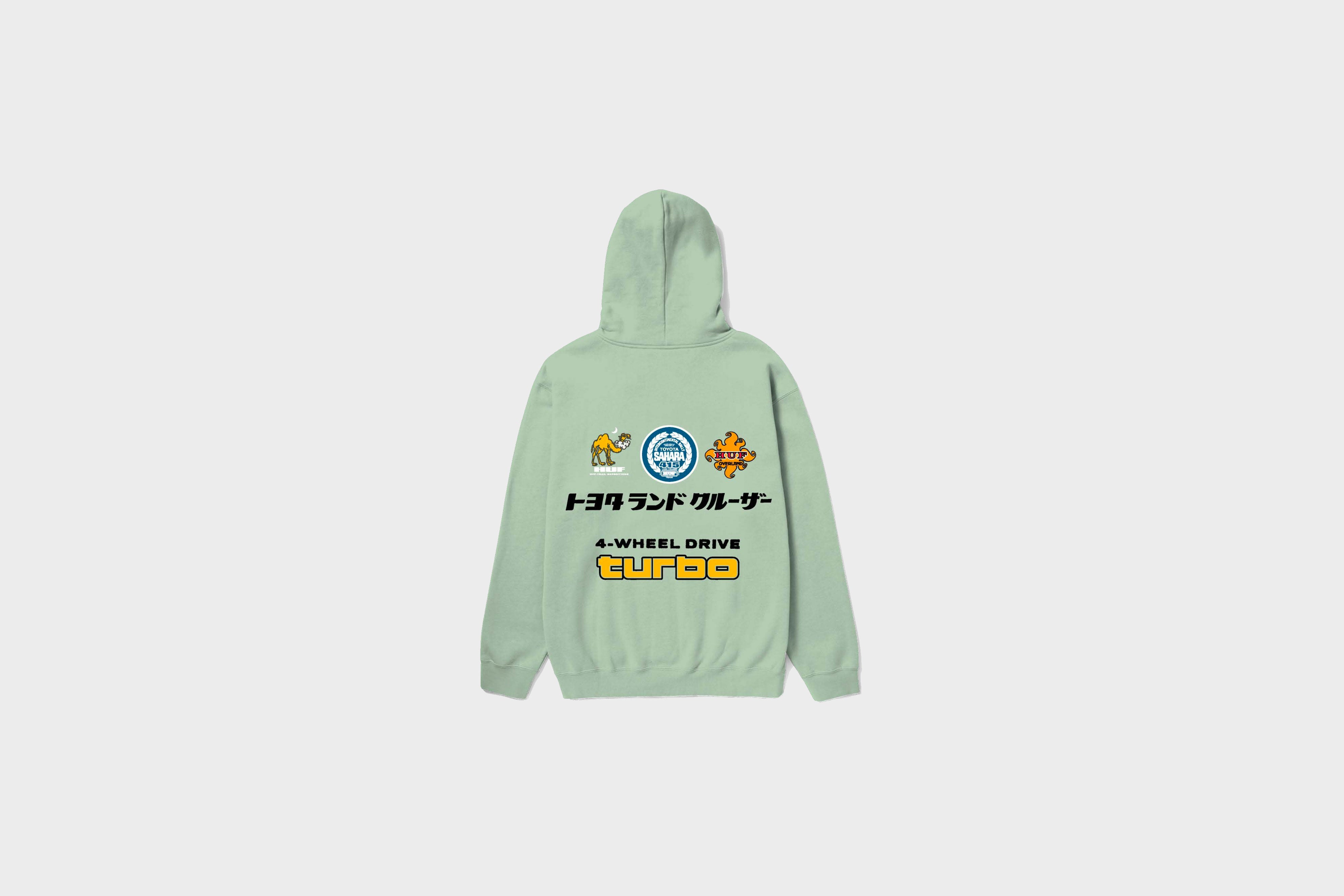 パーカー・フーディ HUF HUF X TOYOTA SAHARA RALLY PO HOODIE SPRING GREEN HC3UHHO HUF X Land Cruiser - Sahara Rally P/O Hoodie (Spring Green