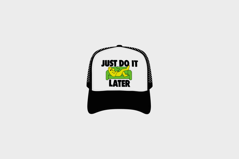 Market - Just Do It Later Trucker Hat (White/Black)