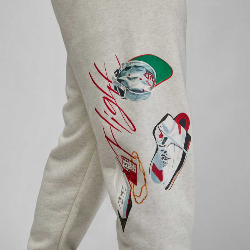 Jordan Flight Artist Series Fleece Pants (Oatmeal/Heather/Sail/University Red)