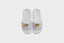 WMNS Nike Victori One Slide Print (White/Metallic Gold-Wolf Grey)